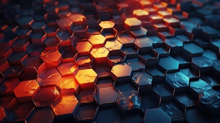 Obraz premium hexagon mosaic melody, digital art illustration, Generative AI