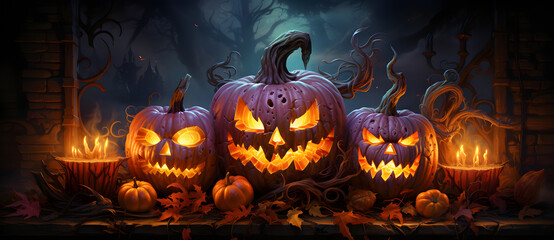 Halloween black background magic style evil pumpkin theme poster 6