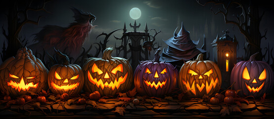 Halloween black background magic style evil pumpkin theme poster 8