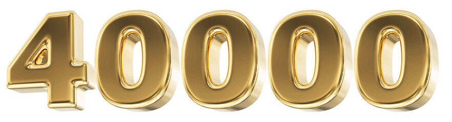 40k Follower Gold Number 3D Render