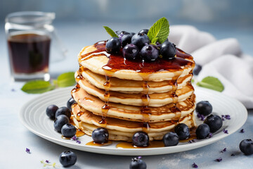 blueberries pancakes - obrazy, fototapety, plakaty
