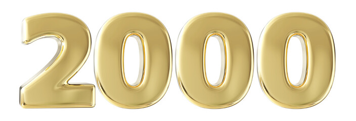 2k Follower Gold Number 3D Render