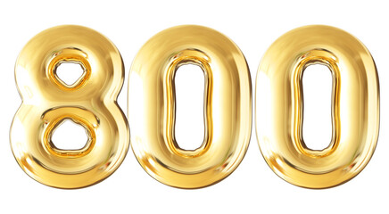 800 Follower Gold Number 3D Render