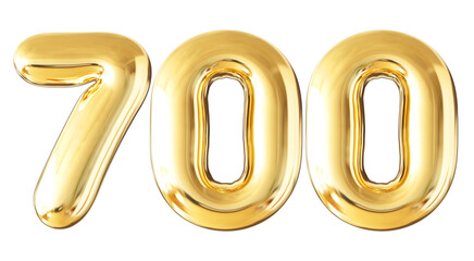 700 Follower Gold Number 3D Render