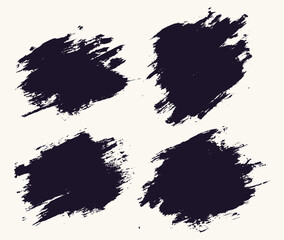 Set of hand painted black grunge watercolor brush stroke