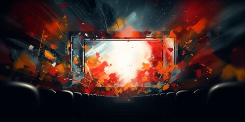 Abstract illustration of a movie theatre.  
