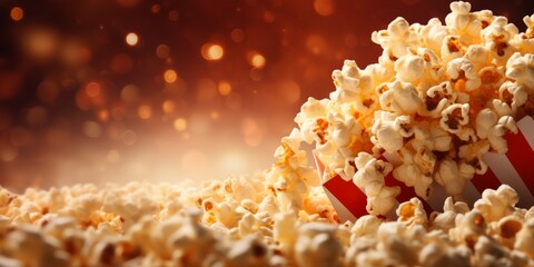Abstract image of a box of overflowing popcorn with copy space. 