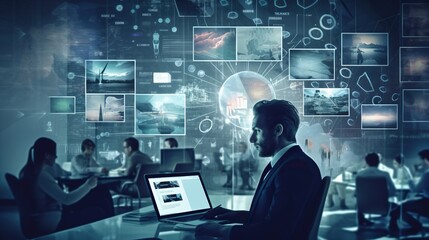 Person working in office with modern ai technology