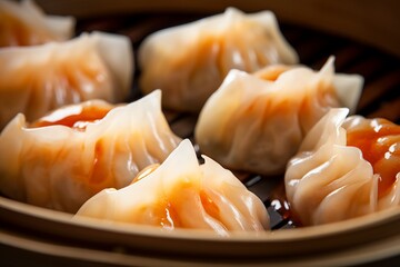 close up dim sum picture. macro dim sum. food photography for menu. - obrazy, fototapety, plakaty