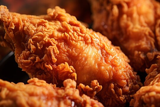 close up fried chicken picture. macro fried chicken. macro food photography.