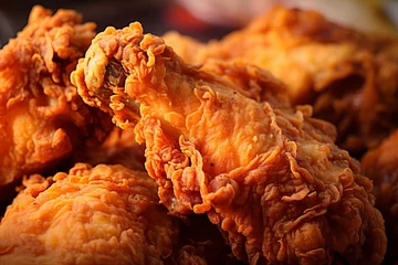 Foto op Plexiglas close up fried chicken picture. macro fried chicken. macro food photography. © danin