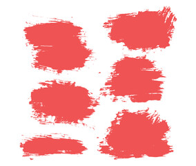 Red color grunge frame brush stroke collection