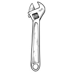 building tool wrench handdrawn