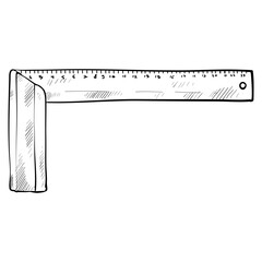 L-square ruler handdrawn