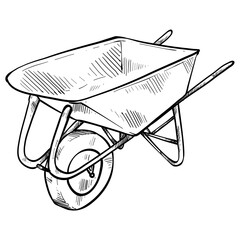 building wheelbarrow handdrawn illustration