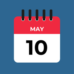 may 10 calendar reminder. 10 may daily calendar icon template. Calendar 10 may icon Design template. Vector illustration