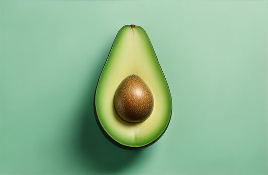Green background with an avocado cut in half