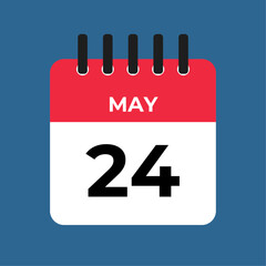may 24 calendar reminder. 24 may daily calendar icon template. Calendar 24 may icon Design template. Vector illustration