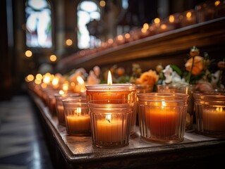 Burning candles on the altar AI