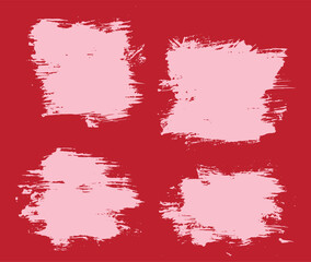Ink paint vector red color brush stroke collection