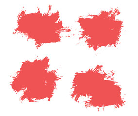 Grunge paint ink red color brush stroke set