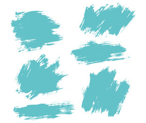 Ink paint blue color brush stroke collection