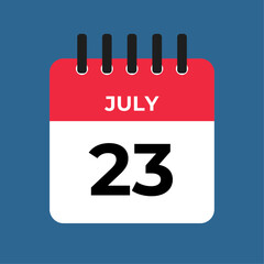 july 23 calendar reminder. 23 july daily calendar icon template. Calendar 23 july icon Design template. Vector illustration