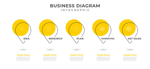 infographic timeline with icons and 5 steps. infographic business concept presentation process options.
