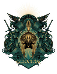Gladiator Helmet Illustration Logo 