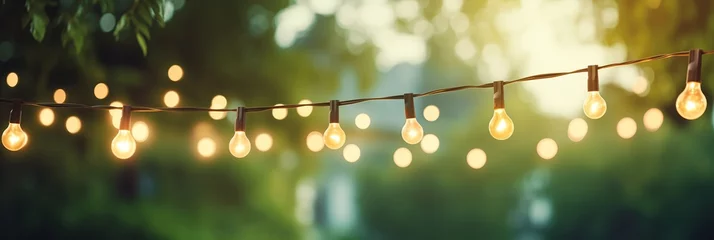 Fotobehang lights hanging string summer swimming party better homes gardens volumetric outdoor lighting interconnections princess groom community celebration © Cary