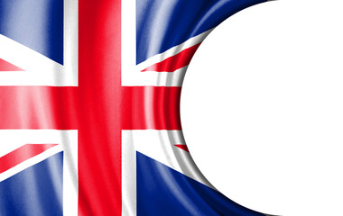 Fototapeta premium Abstract illustration, UK flag with a semi-circular area White background for text or images.