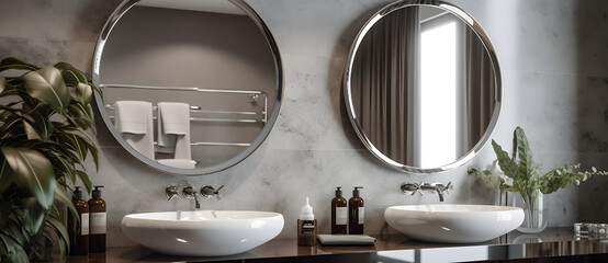 Featuring two large mirrors for bathroom vanity d��cor 1