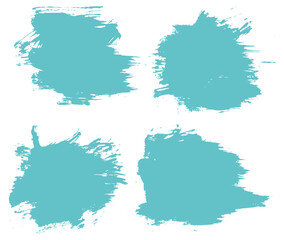 Blue color ink brush stroke collection