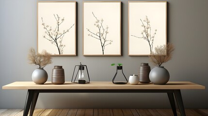 black frame with blank mockup white framed black wooden wood frame wall decoration, in the style of vray tracing, light beige and brown, multi-panel compositions, barbizon school, beautiful interiors,
