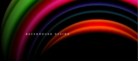 Rainbow color wave lines on black. Techno or business abstract background for posters, covers, banners, brochures, websites