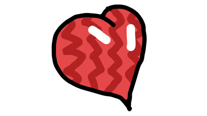 hand drawn heart doodle red water melon