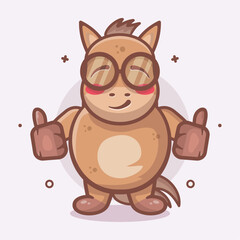 funny horse animal character mascot with thumb up hand gesture isolated cartoon