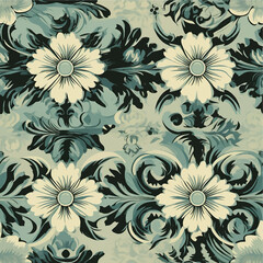 Fototapeta premium swatch velvet vignette damask revival royal silk ornate carpet tile curve textile luxury graphic