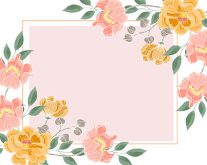 Hand Drawn Orange and Peach Flower Border