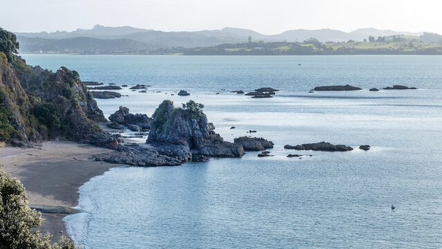 Tapeka Point's Scenic Coastline: A View from Tapeka Point Track Lookout, Russell, Bay of Islands, New Zealand