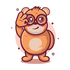 cute bear animal character mascot with ok sign hand gesture isolated cartoon 