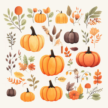 thanksgiving november october textile print watercolor harvest paint seasonal poster horizontal