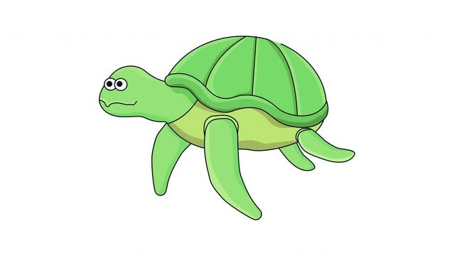 The animation forms an icon of a turtle