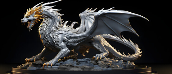 Metallic gray western dragon model 3