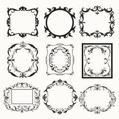 Obraz premium decorative retro design vintage floral Victorian border swirl frame vector label ornamental set