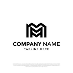 Minimalist letter M house logo vector design template
