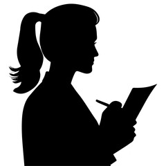 Female Journalist vector silhouette illustration