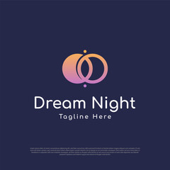 Creative dream moonlight icon logo vector design template