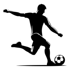 Fototapeta na wymiar Soccer player vector silhouette, football player vector silhouette, soccer player silhouette illustration