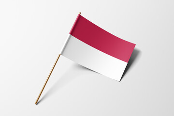 Indonesia flag of small paper, isolated on white background